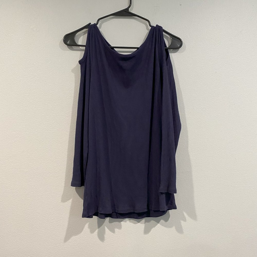 Anthropologie Off Shoulder Navy Long Sleeve